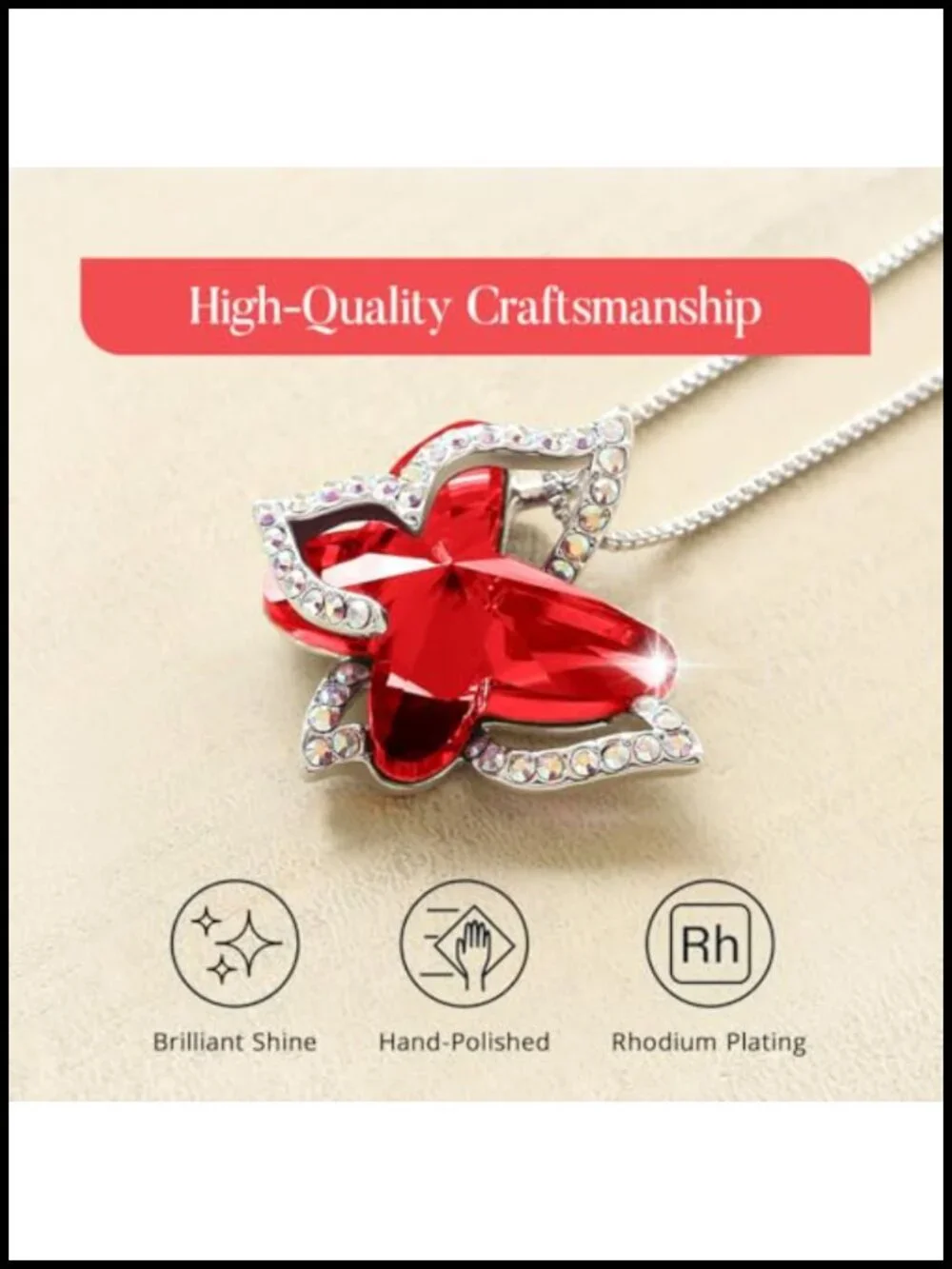 Silver Tone Butterfly Crystal Pendant Necklace with Extender